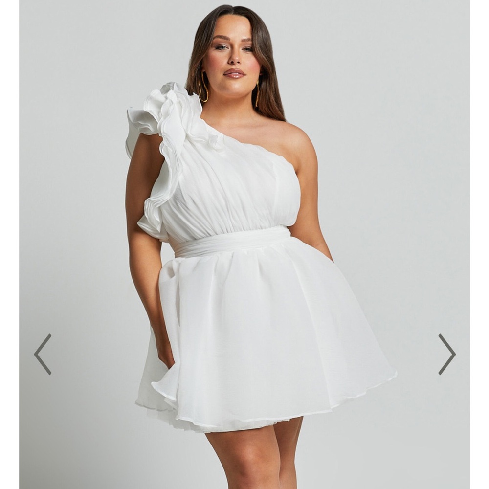 Avriella Mini Dress - One Shoulder Ivory Fit & Flare (AU 20 / US 16)